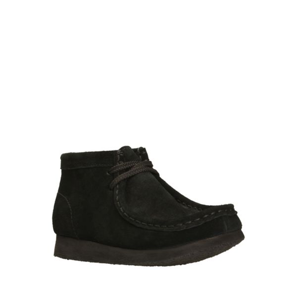 Clarks Boys Wallabee Boot Casual Shoes Black | CA-159873